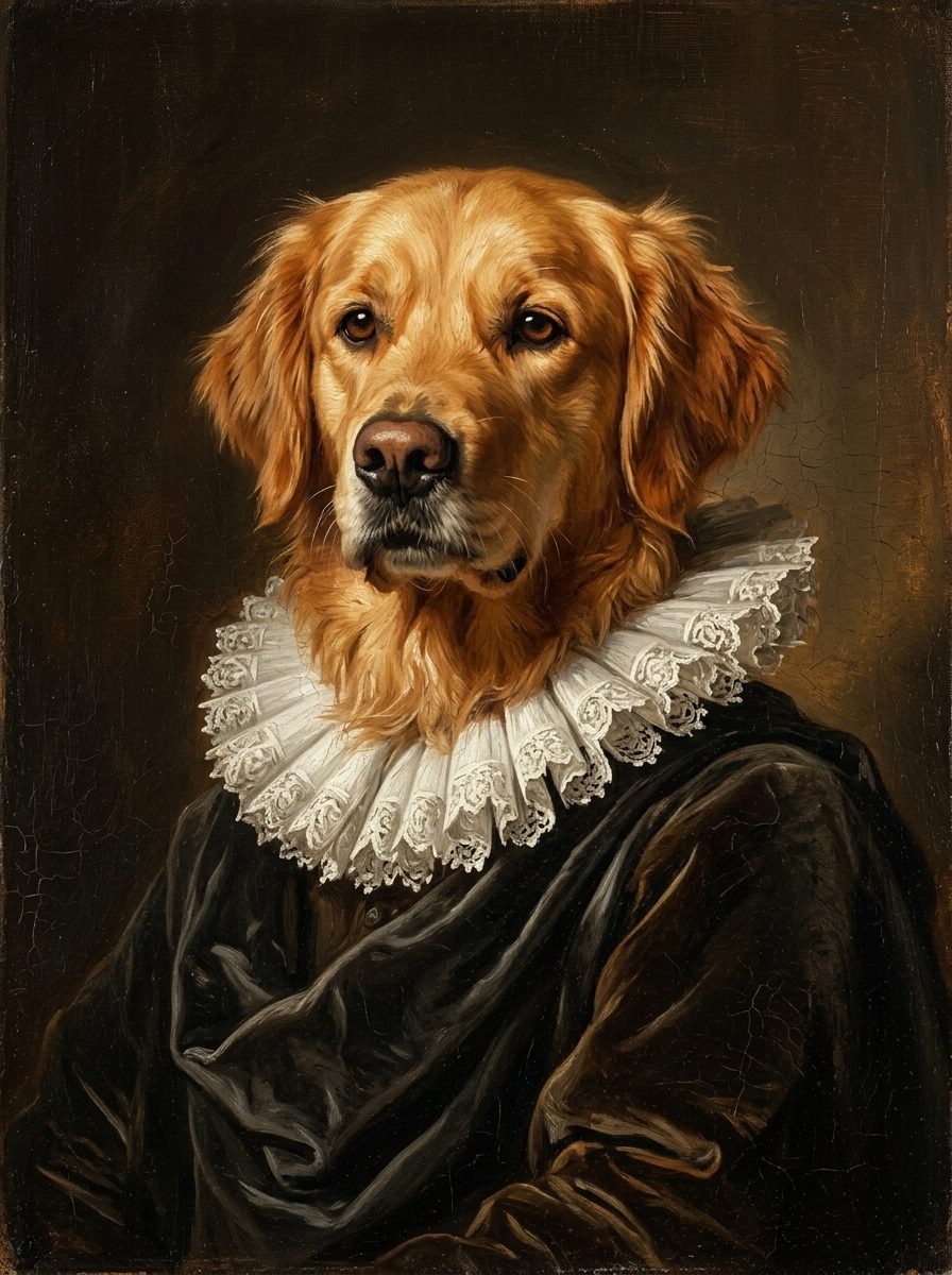 Hond als olieverfschilderij