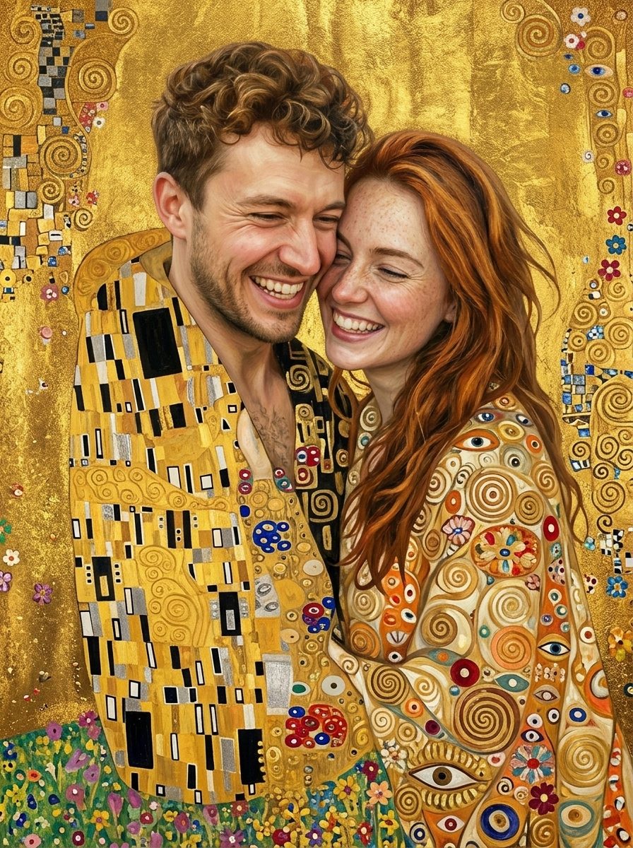 Hetzelfde koppel in de stijl Klimt